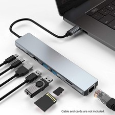 8-IN-1 USB C Hub Type-C Hub Adapter Docking Station Multiport Adapter With 4K HD