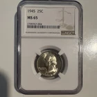1945 Washington Quarter Silver NGC MS65 Uncirculated Philadelphia 25C