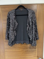 Phase Eight Dark Grey Sequin Shrug Evening Occasion Wear Viscose Jacket Size 18