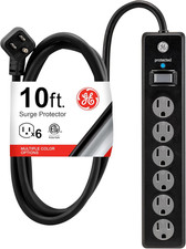 6-Outlet Surge Protector Power Strip, 10 Ft Cord, 600 Joules