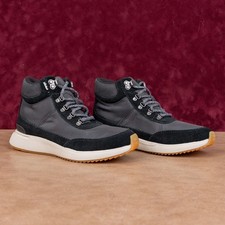 TOMS Women Cascada Leather Fabric Lace up Black Boots Sneaker size 6.5