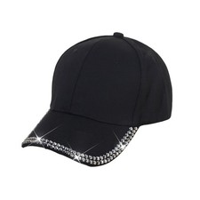 Shiny Rhinestone Brim Baseball Cap for Women Girls Bling Hats Sparkle Ponycap...