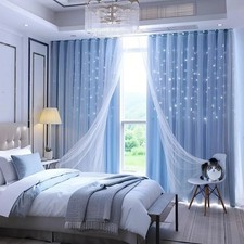 Abreeze Stars Blackout Curtains For Bedroom Girls Kids Baby Window Curtain