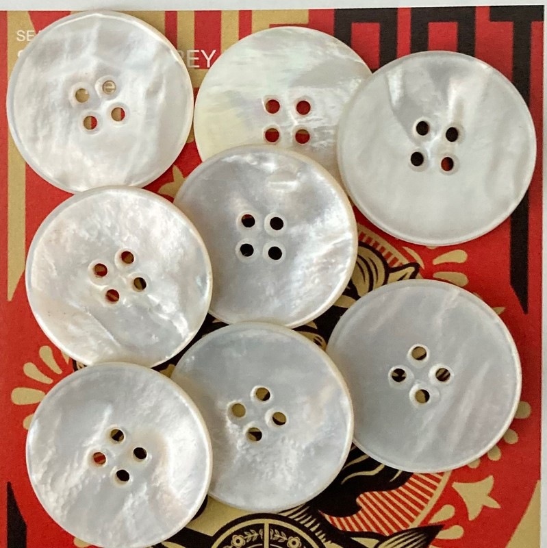 Brilliant White Antique Vintage PEARL Buttons - Set of 8