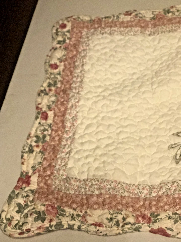 "Funda de almohada floral Shabby Chic Cottagecore rosa verde 20x33,5"" usada" Foto 3 de 4