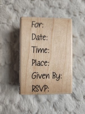 Stampabilities Wooden Rubber Stamp Invitation Info GR1124 Medium-sized 3'' X 2''