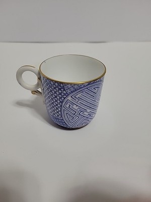 1877? Antique DEMITASSE CUP WHITE BLUE GOLD British Royal Worcester Porcelain