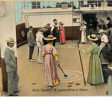 GB Sport SHIP BILLIARDS Postcard DECK GAMES *Ladies Billiard Match* Unused VP61