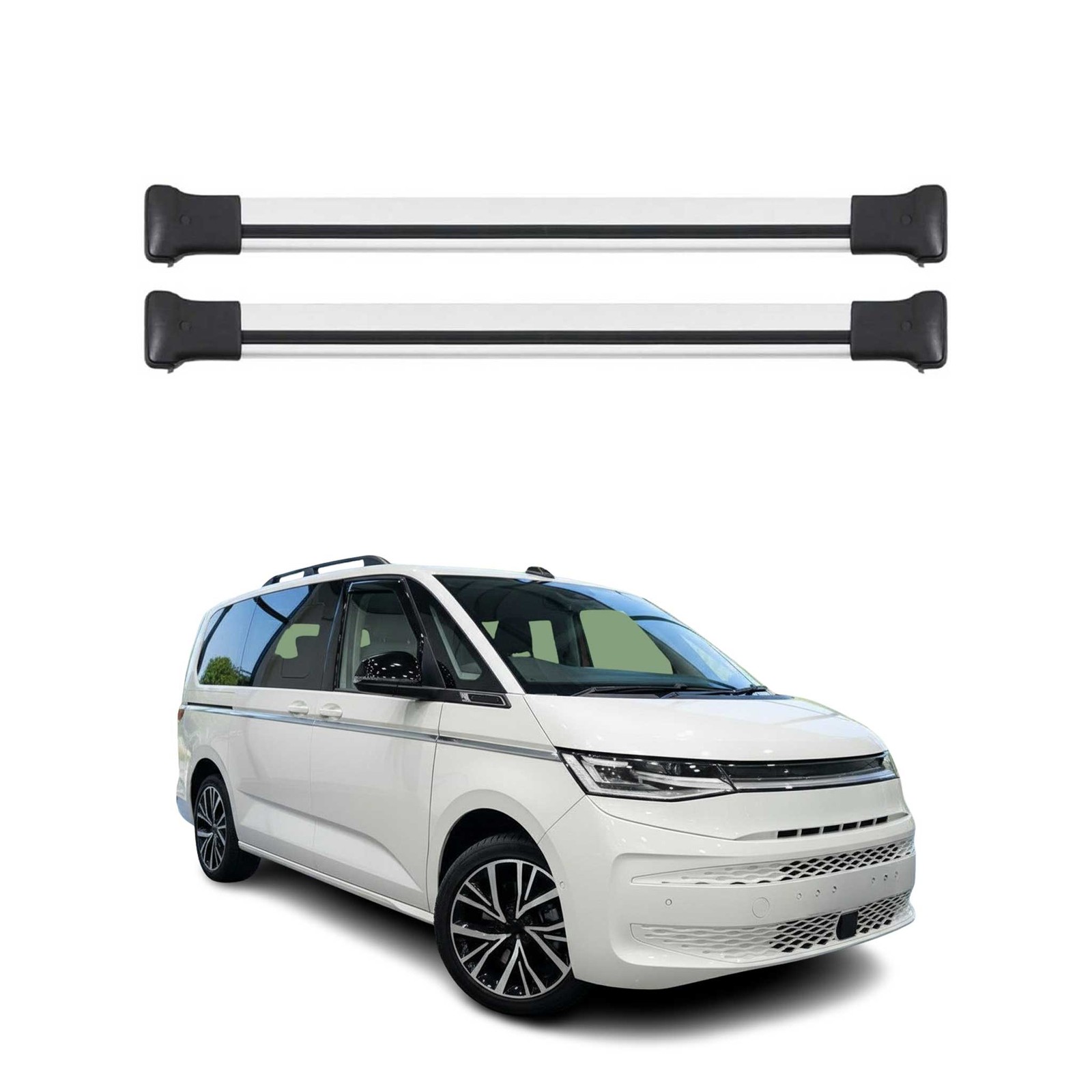 Barres de toit transversales aluminium gris pour VW T7 Multivan 2021 2022 2023 2024 2025 2026
