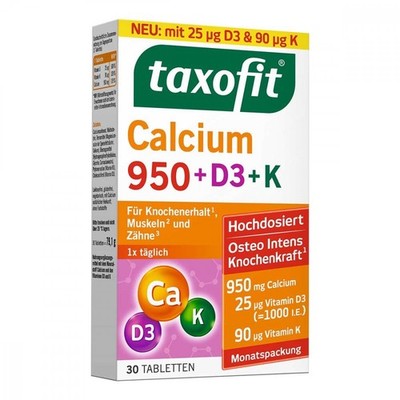 Taxofit Calcium 950 + D3 + K Tabletten, 30 St PZN 17877517