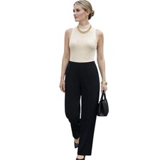 Eileen Fisher Wide Straight Leg Minimalist Pants Rayon Blend Thick Knit Size XS