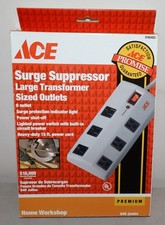 ACE Surge Suppressor Large Transformer Sized Outlets 6 Home Workshop 15' Cord