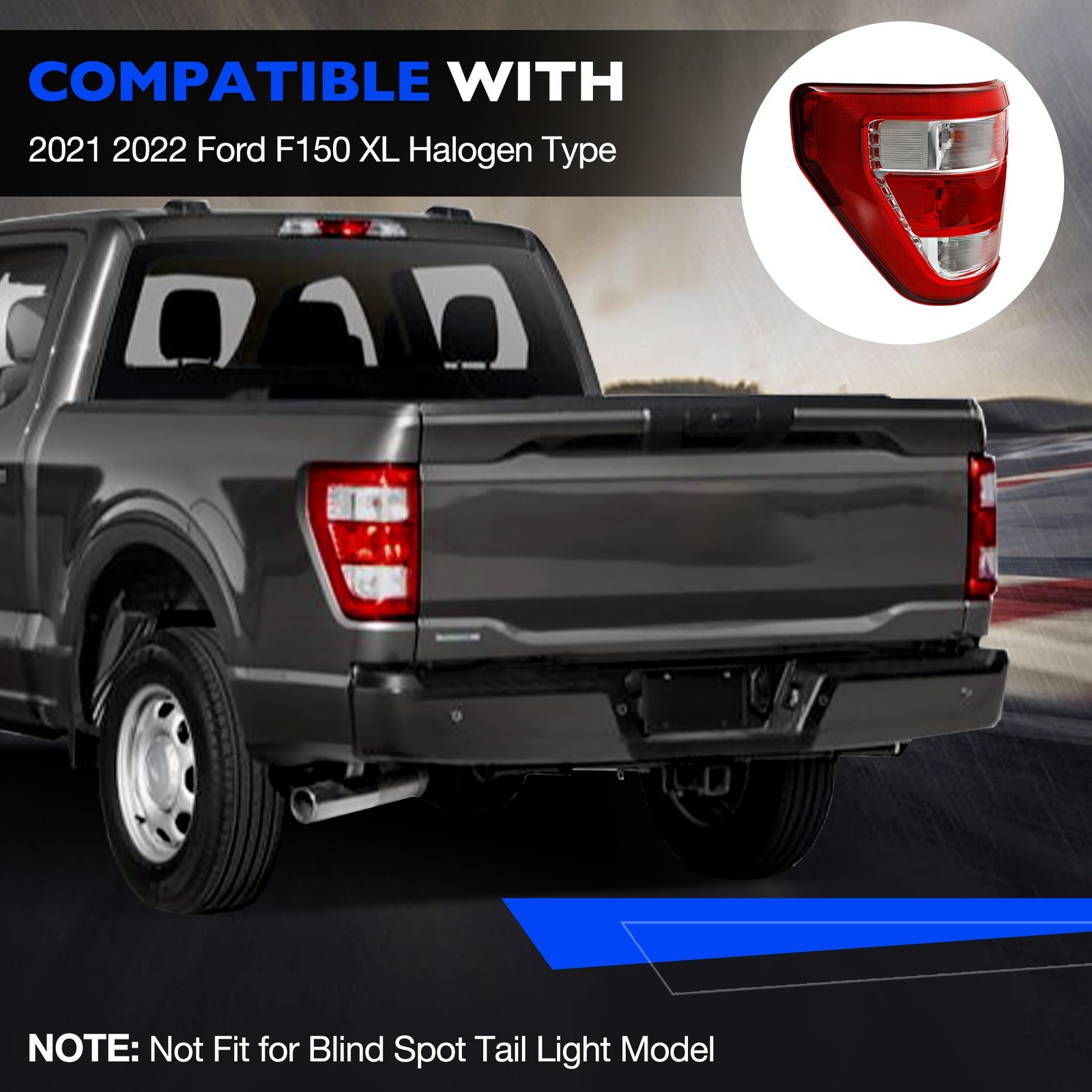 Halogen Taillight Lamp Assy Rear Left Driver Side For 2021-2023 Ford F-150 XL