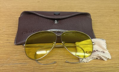 Tasco Aviator Pilot Shooter Sunglasses Yellow Lens Gold Metal