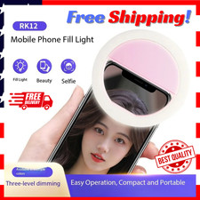 ClipOn Ring Selfie Fill Light Rechargeable Mini LED Lamp For Phone Laptop Makeup