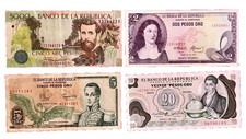1976-1980-1983-2013 COLOMBIA BANKNOTES - LOT 4  PESOS SET OLD REF 905