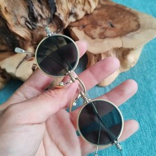 Vintage Copper Frame Crystal Stone Round Eyeglasses China Old Shanghai Sunglasse