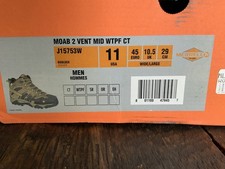 Merrell Mens Moab 2 Vent Mid WTPF CT Hiking Shoes, J15753W, Boulder, Size 11M
