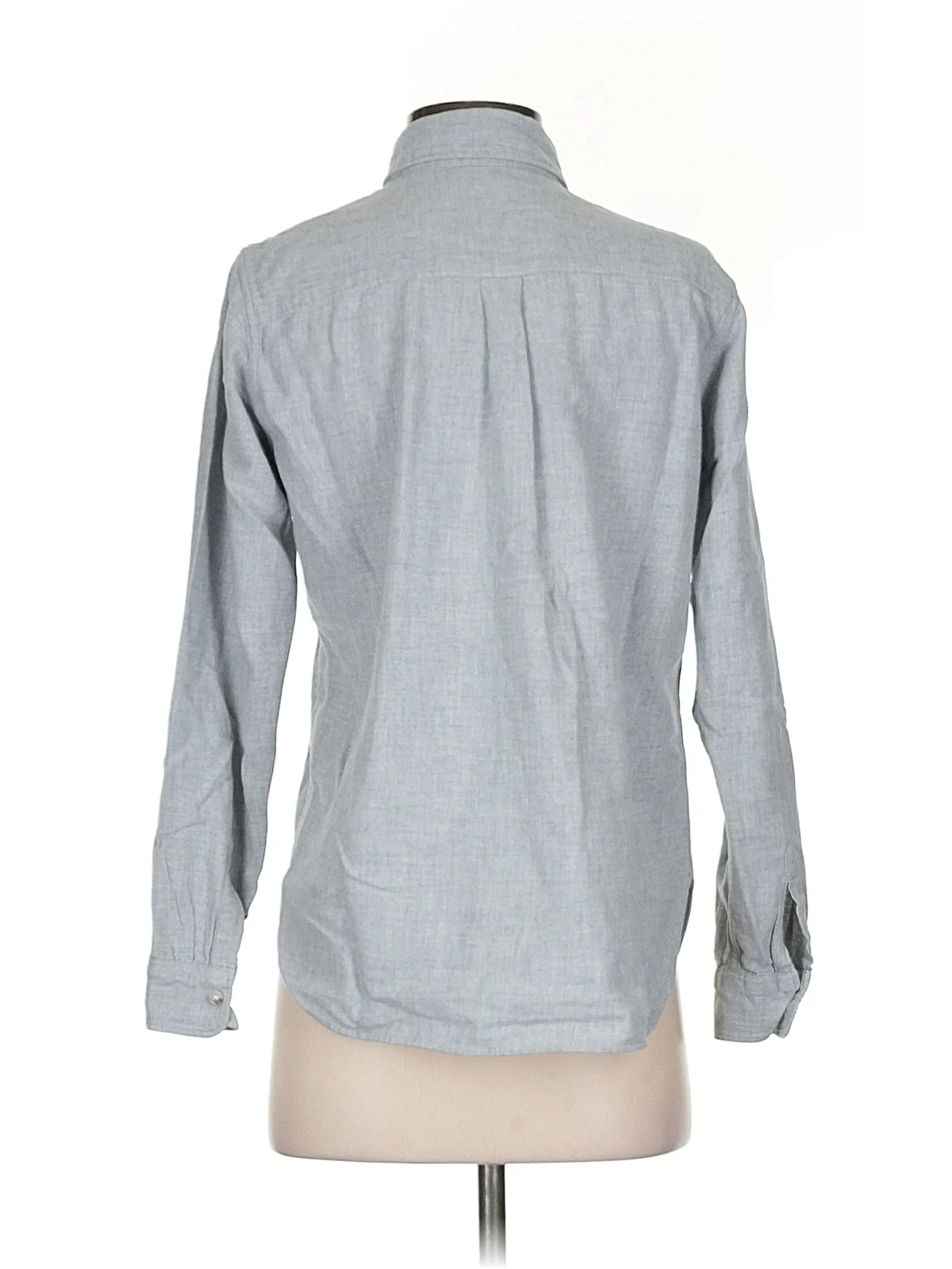 Uniqlo Women Gray Long Sleeve Button-Down Shirt S thumbnail 2