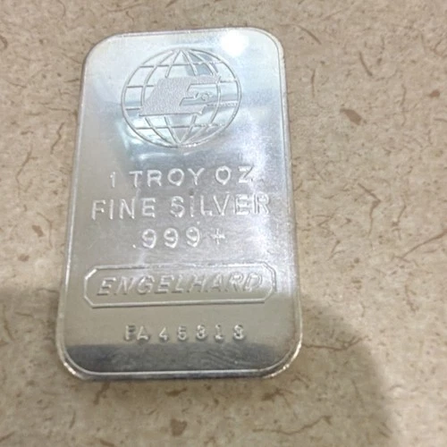 Engelhard 1 Troy Oz .999 Fine Silver Bar Precious Metal Content Serial EA458318
