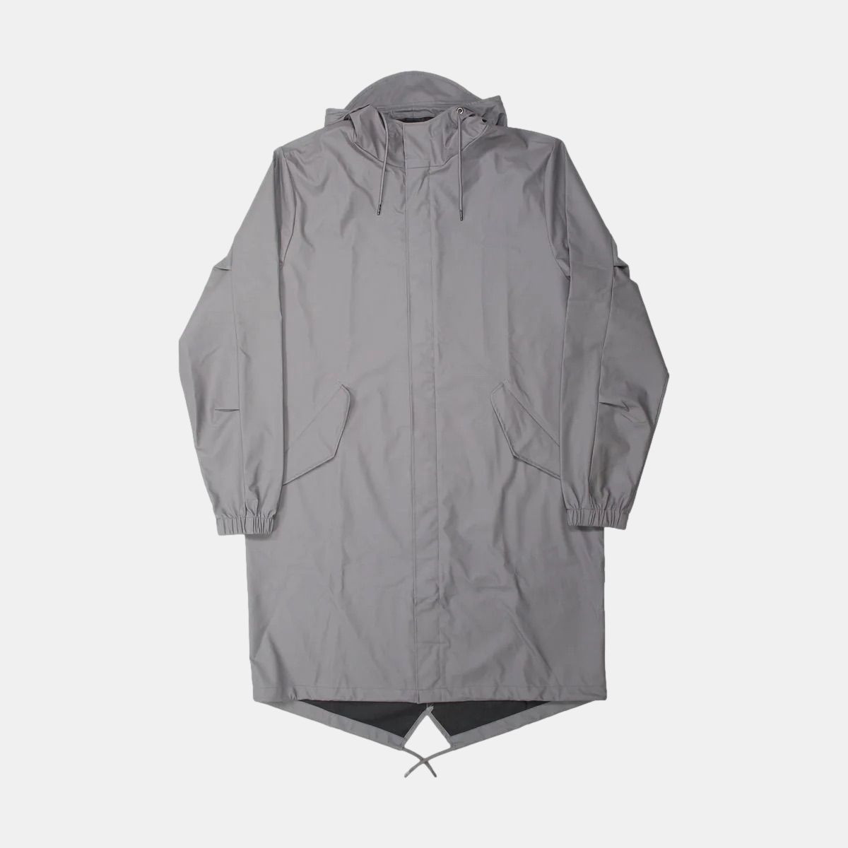 Rains Grey Fishtail Rain Jacket for Men Size M Long Polyester Coat