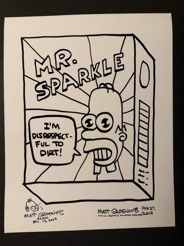 2019 MATT GROENING SIGNED Poster Obey SHEPARD FAIREY MR SPARKLE SIMPSONS Print