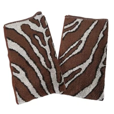 Vintage Ralph Lauren Brown Zebra Print Super Soft Cotton Hand Towel Set Of Two