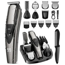 Beard Trimmer for Men SHPAVVER17-Pc Set Rechargeable Hair Clippers Kit with S...