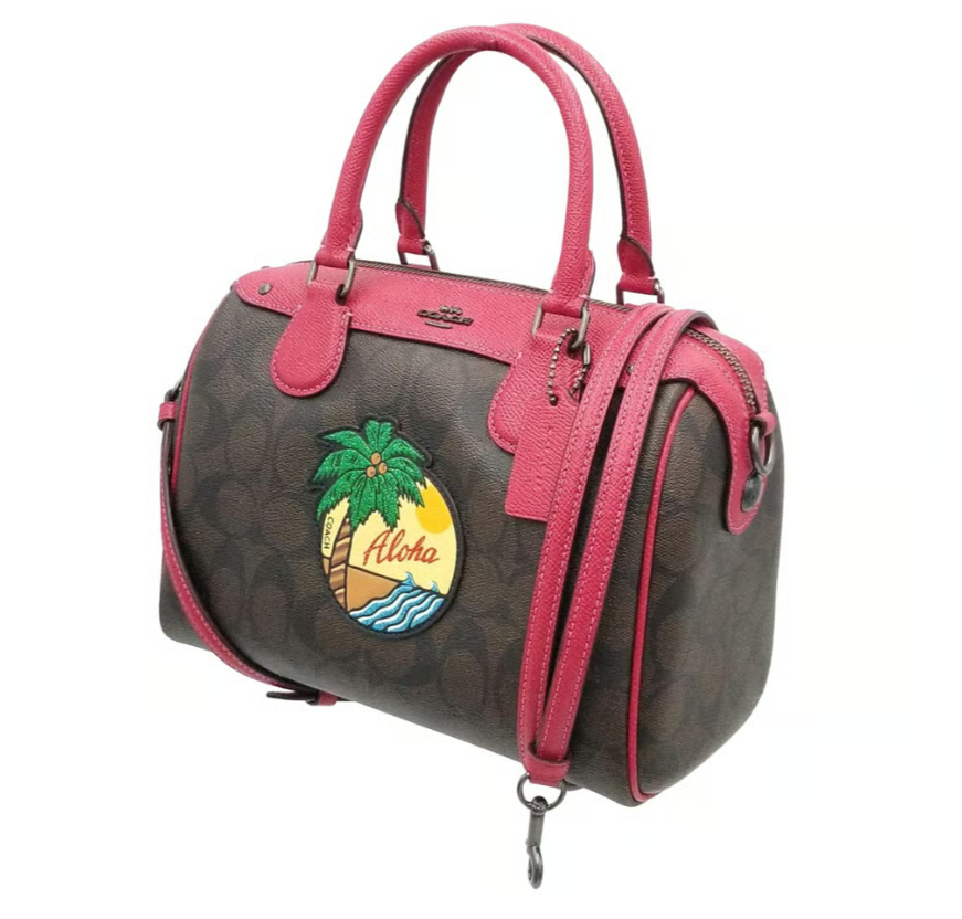 Coach Mini Signature C Bennett Aloha Patch Brown/Pink Crossbody