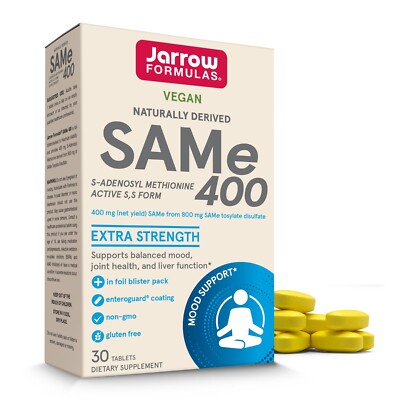 Jarrow Formulas SAMe 400 mg Extra Strength Vegan 60 Servings