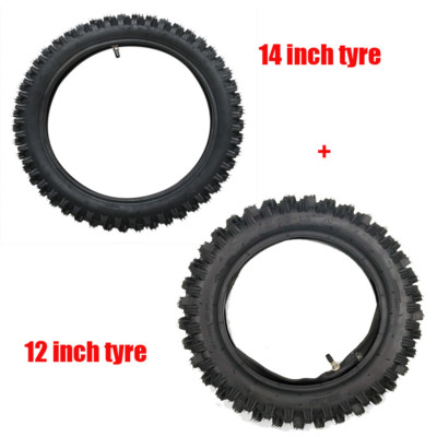 Front & Rear Tires + Tubes Set  60/100-14 & 80/100-12 MX Motocross Dirt Pit Bike