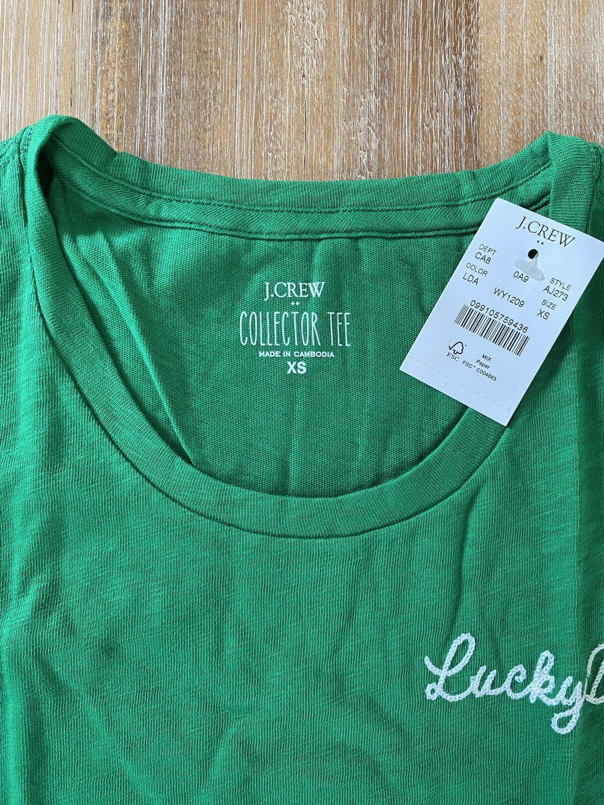 J. Crew Factory Women’s "Lucky" Collector's T Shirt Green NWT eBay
