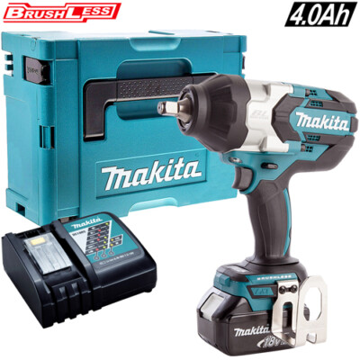 Makita DTW1002Z 18V Brushless Impact Wrench with 1 x 4Ah Battery Charger /& Case
