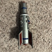 Metal Rocket Space Ship Mechanical USA Bank w/Astronaut - Vintage