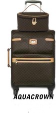 Rioni Signature Brown Large Luggage & Cosmetic Carrier Combo