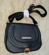 Stone Mountain Leather Mini Crossbody Black Purse with iWalk phone charger NWT
