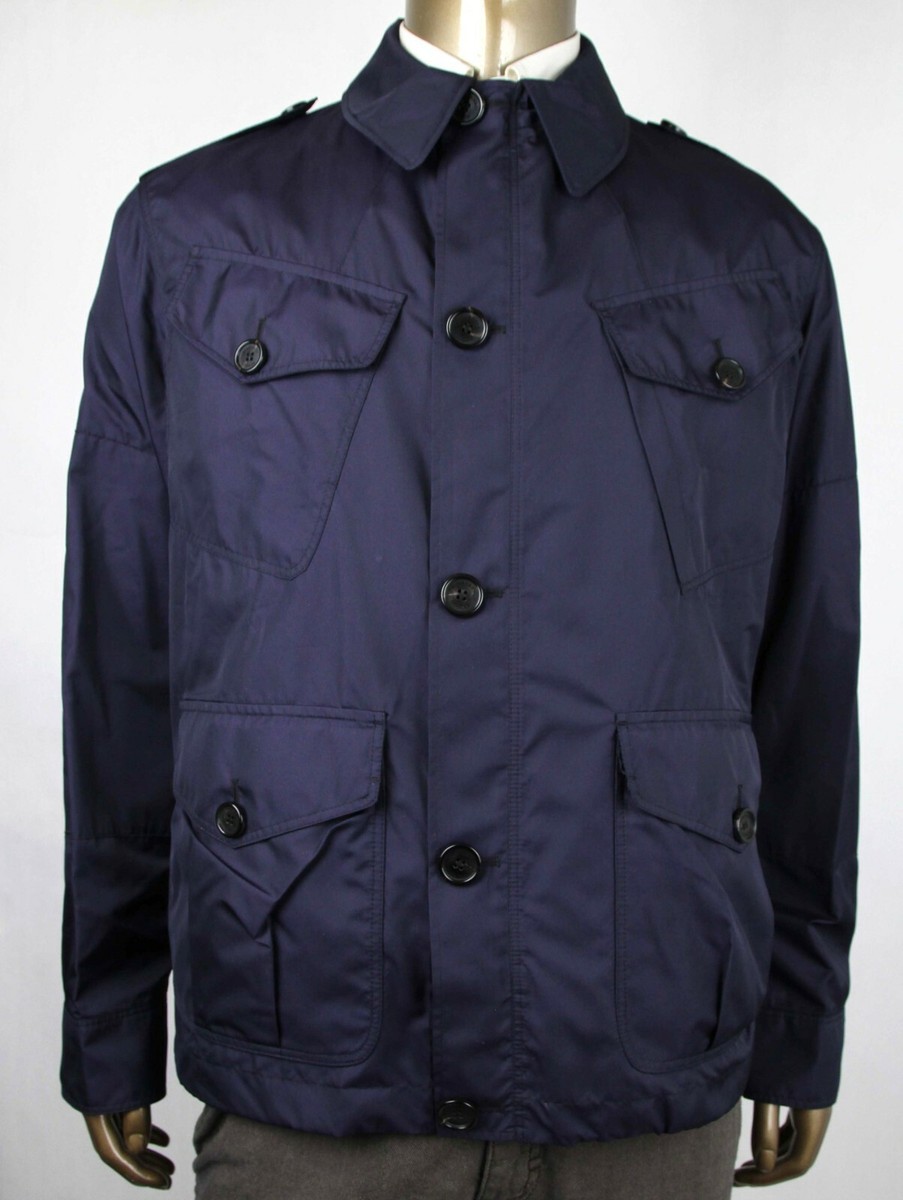 Burberry London Dark Blue Polyester/Silk Jacket w/Detachable Burberry London Dark Blue Polyester/Silk Jacket w/Detachable