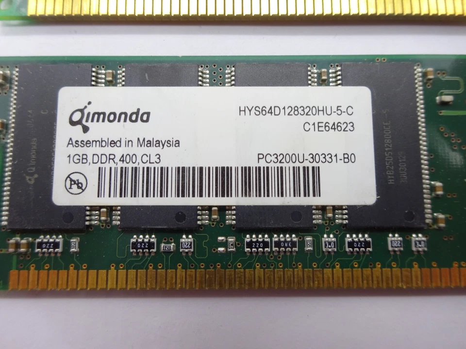 Qimonda 2GB (2x1GB) DDR1 HYS64D128320HU-5-C PC3200U-30331-B0 DDR-400 CL3 #RX41 - Bild 2 von 2