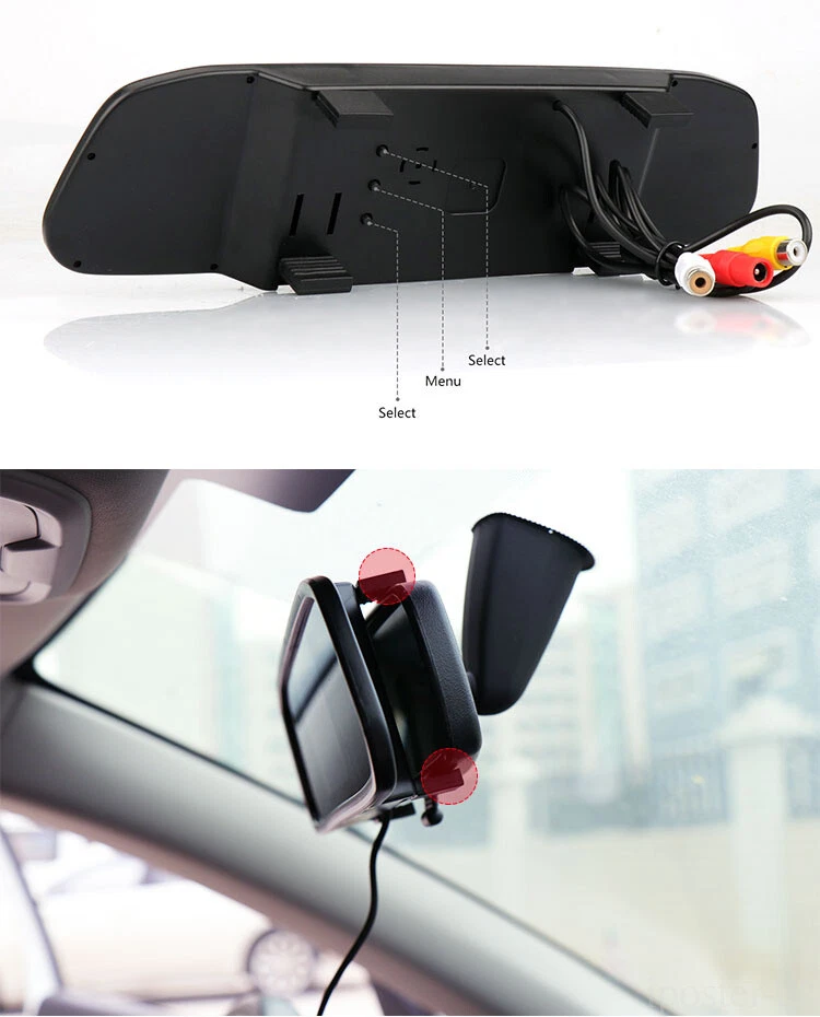 4.3"Mirror Monitor Reversing Rear Backup Camera Kit For Jeep Wrangler JK 2012-16 - Image 4 of 4