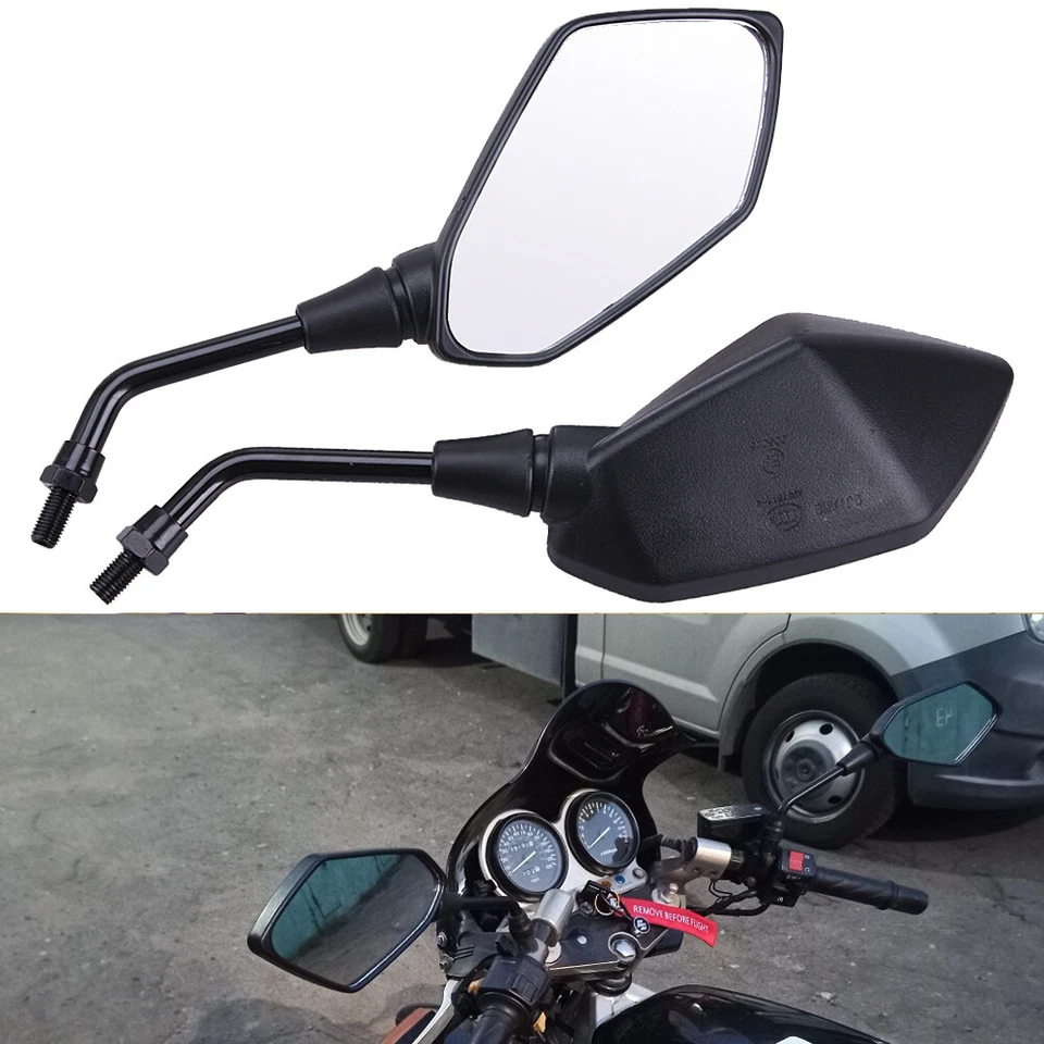 Espejos retrovisores laterales negros para motocicleta Kawasaki KLR650 KLX250 KLX250S KLX300R KLX450R Foto 3 de 4