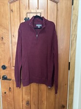 Eddie Bauer Sweater Mens TXL Maroon Quarter Zip Mock Neck Heavy Knit Vtg 90s Y2K