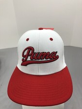 Puma Youth Hat Baseball Cap One Size Fitted Stretch Fit Red Script Logo Boy OSFA