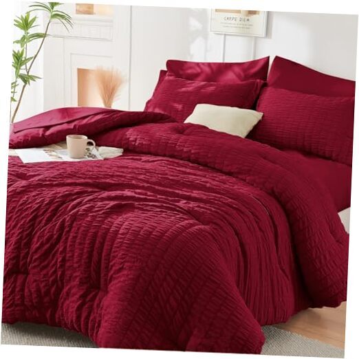 Queen Comforter Set Seersucker 7 Pieces, All Season Queen(88