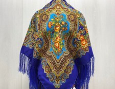 Scarf Traditional Ukrainian Fringed Shawl with Fringe Floral Folk Slavic shawl