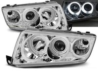 Scheinwerfer Paar Skoda Fabia 99-08 Angel Eyes Ccfl Chrom