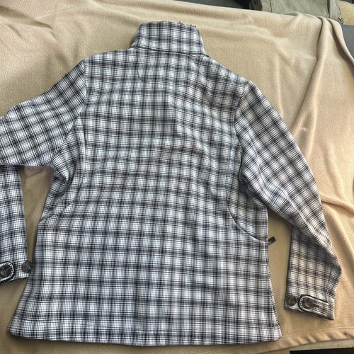 WOOLRICH Coat- Women's Black & White Plaid Asymmetrical Zip Jacket - Size Large - Picture 10 of 12