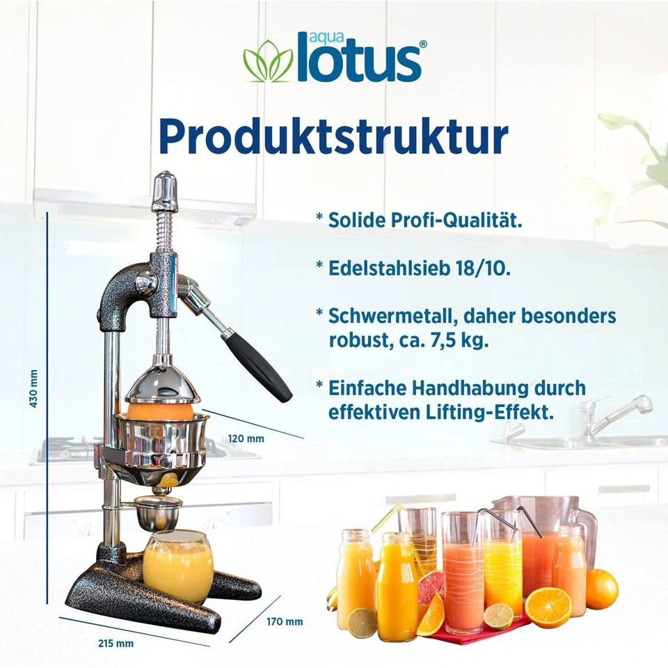 GRANATAPFELPRESSE SAFTPRESSE ENTSAFTER HEBEL ZITRUSPRESSE MANUELL VON OPTIMUM - Bild 3 von 4
