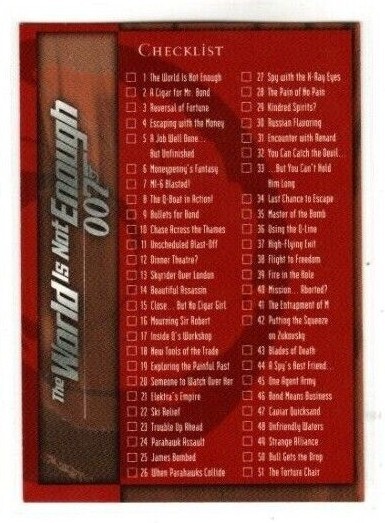 1999 James Bond 007 Trading Cards The World is Not Enough / Choose / bx115 - Picture 100 of 100