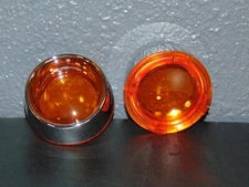 2 Motorcycle Turn Signal Light Amber Lens Cover Chrome Housing Deep Bezels