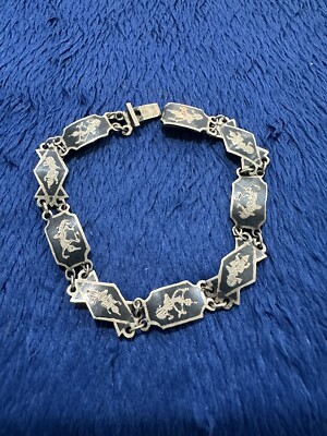 Niello Thai 925 Silver Bracelet THAI GODDESS NIELLO STERLING